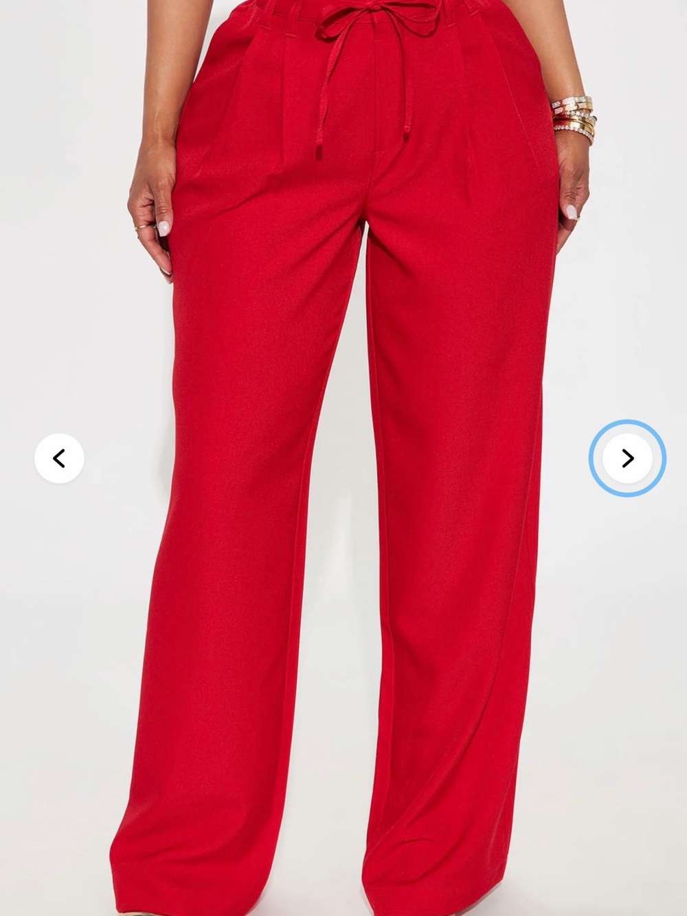 Fashion Nova Red Wide-Leg Drawstring Pants